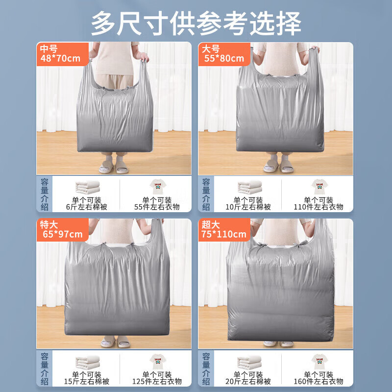 Thickened plastic bag moving packing bag express cotton quilt storage bag storage bag artifact luggage bag large capacity extra thick moving bag 55*80cm 10 pieces