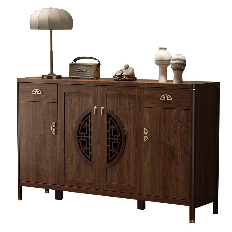 Shanghuashi new Chinese style sideboard integrated wall cabinet home living room simple multi-purpose solid wood locker home shoe cabinet new Chinese style double door opening丨80*40*98 delivery to home package installation