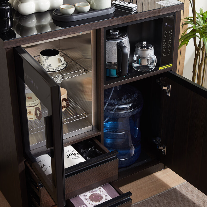 2025 new tea bar machine with refrigerator integrated cabinet office high-end intelligent refrigerated Chinese tea cabinet disinfection smoked black hot and cold type two doors with sterilization and drying