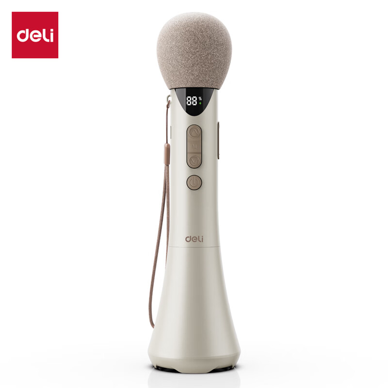 Deli 15w high power karaoke microphone audio integrated handheld microphone wireless little bee amplifier speaker teaching tour guide speech microphone teacher birthday gift white