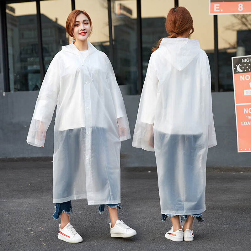 Bovonik outdoor disposable raincoat poncho adult thickened translucent frosted long hood
