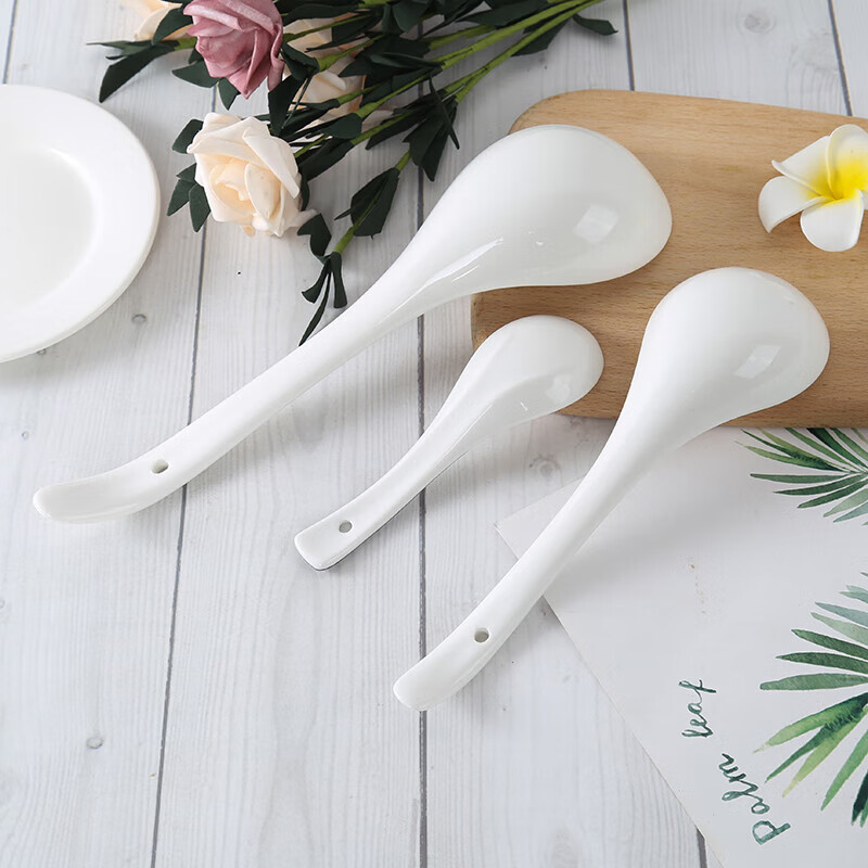 Ceramic large spoon household soup ladle soup ladle 1 23cm pure white large spoon