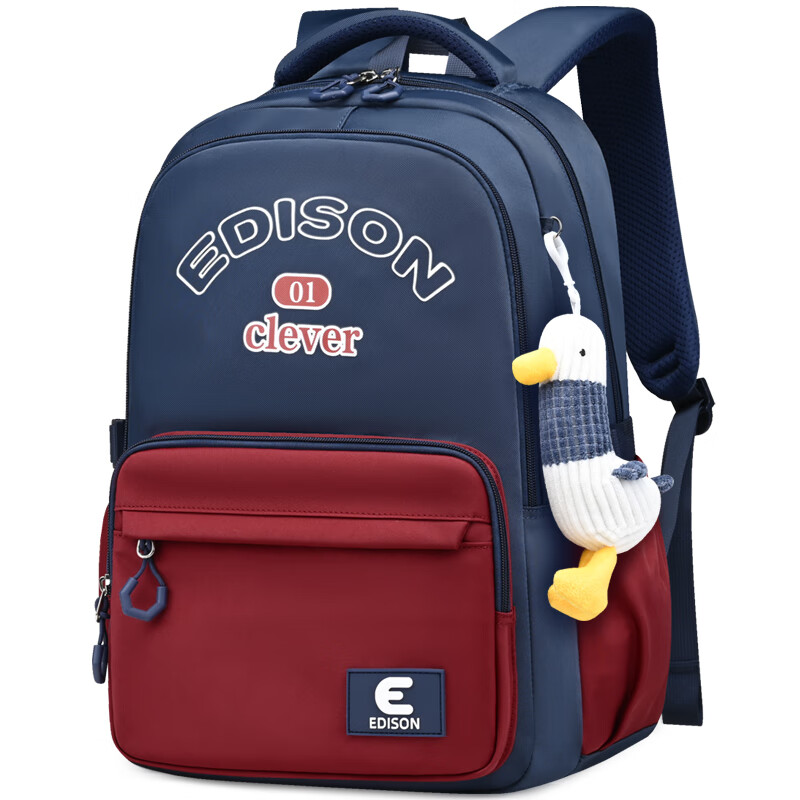 Edison inventor junior high school student schoolbag spine protection and load reduction boys and girls large capacity backpack high school backpack k21-2 blue
