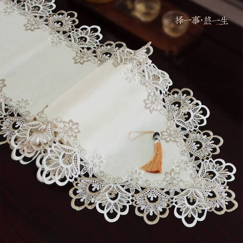 Fantasy table runner light luxury high-end American retro TV cabinet tablecloth French shoe counter cloth dust cover cover cloth B81 classical gold 40* (suitable for cabinet length 40-55cm)