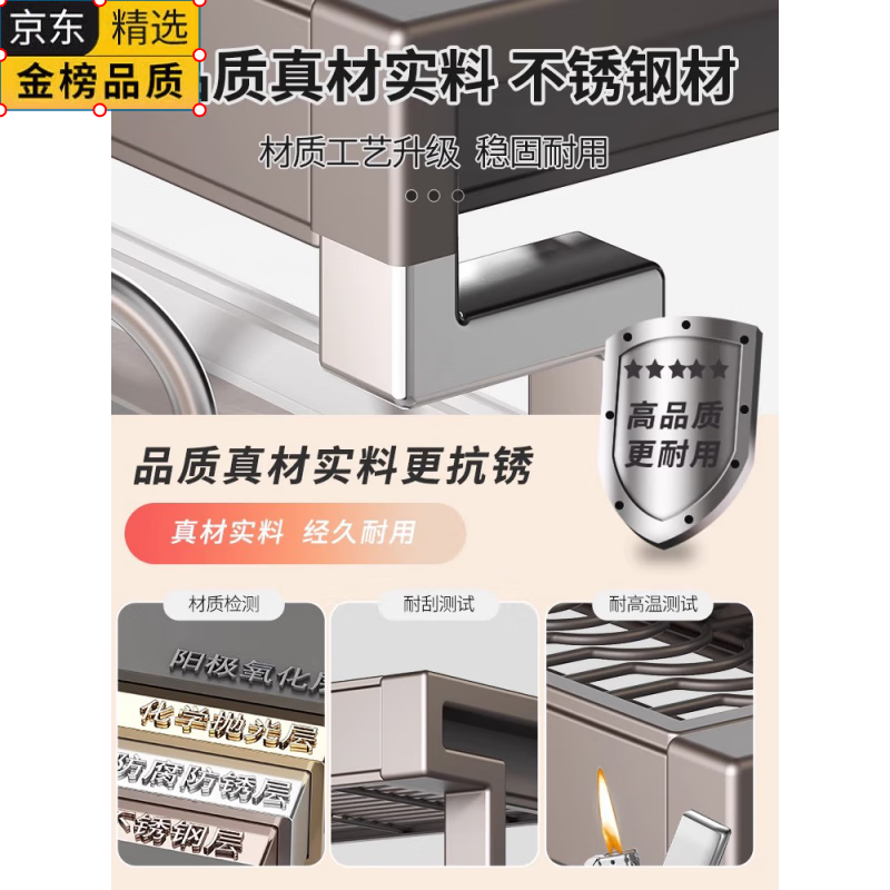 Opovcom Germany imported high-quality stainless steel kitchen sink rack, dishwashing sink, multi-functional dish storage rack for dishes, gun ash, single layer B | 86cm main rack + fully equipped