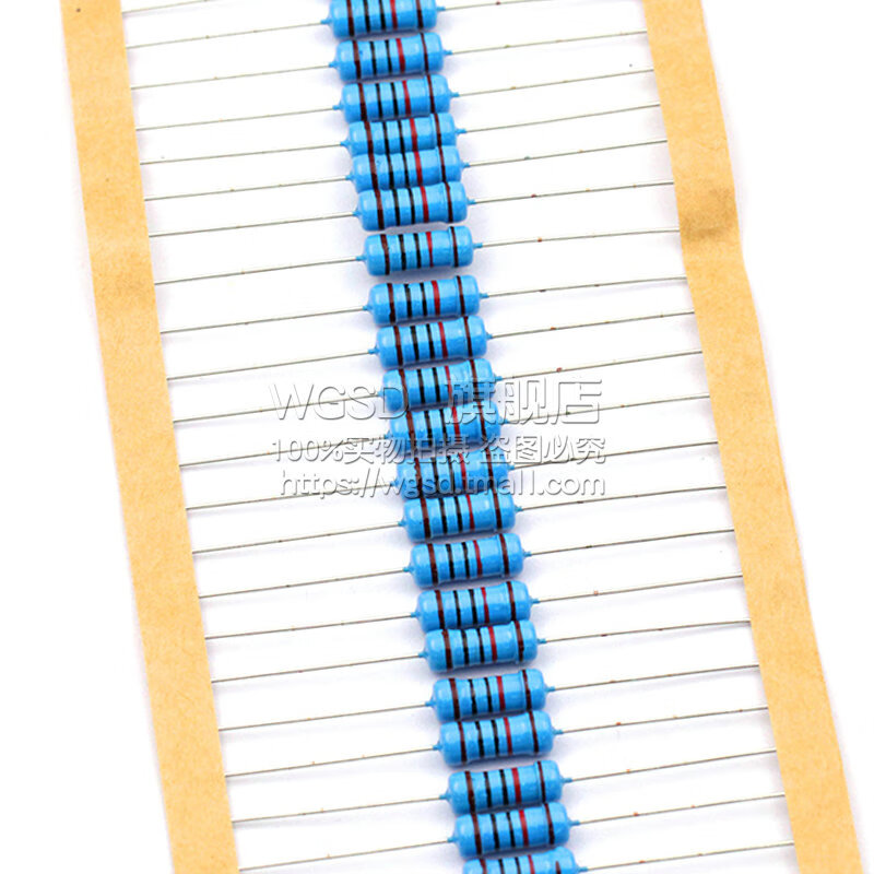 Dafuri 1W metal film resistor element 1% five-color ring 1K 2k 10K 100 ohm 1M3K22 ohm 4.7K47K20 3 ohm 1% (20 pcs)