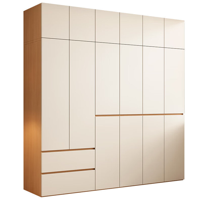 Huixun Jingdong's own brand free installation wardrobe home bedroom rental house simple assembly storage large wardrobe 140*200*60 main cabinet four doors thickened back panel