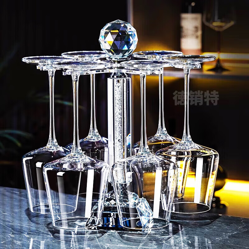 Depinte Crystal Red Wine Glass Rotating Decanter Goblet Wine Glass Home Light Luxury High-end Creative Wine Set 6 Crystal 425ml Red Wine Glass Silver Diamond Cup Holder Decanter