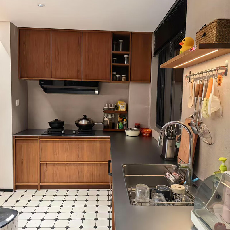 Jiang Zhiai Ningbo 304 stainless steel overall cabinet household thickened countertop dismantled and replaced with new stove door panel custom-made authentic plate 304 stainless steel floor cabinet (countertop + cabinet + door panel +