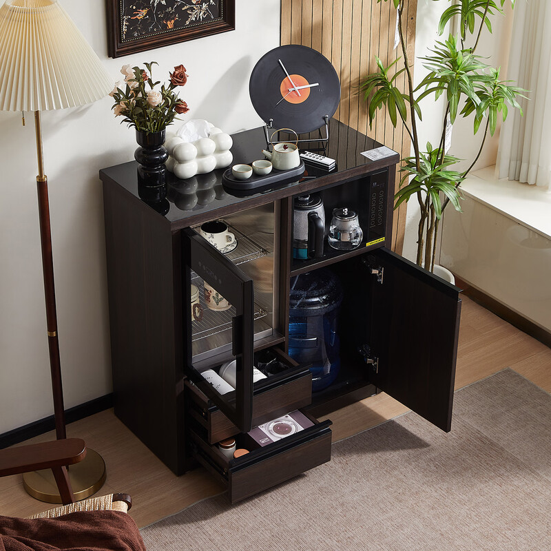 2025 new tea bar machine with refrigerator integrated cabinet office high-end intelligent refrigerated Chinese tea cabinet disinfection smoked black hot and cold type two doors with sterilization and drying