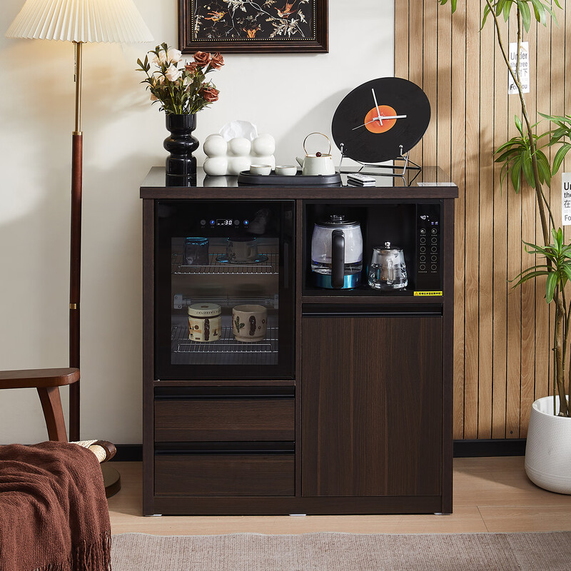 2025 new tea bar machine with refrigerator integrated cabinet office high-end intelligent refrigerated Chinese tea cabinet disinfection smoked black hot and cold type two doors with sterilization and drying