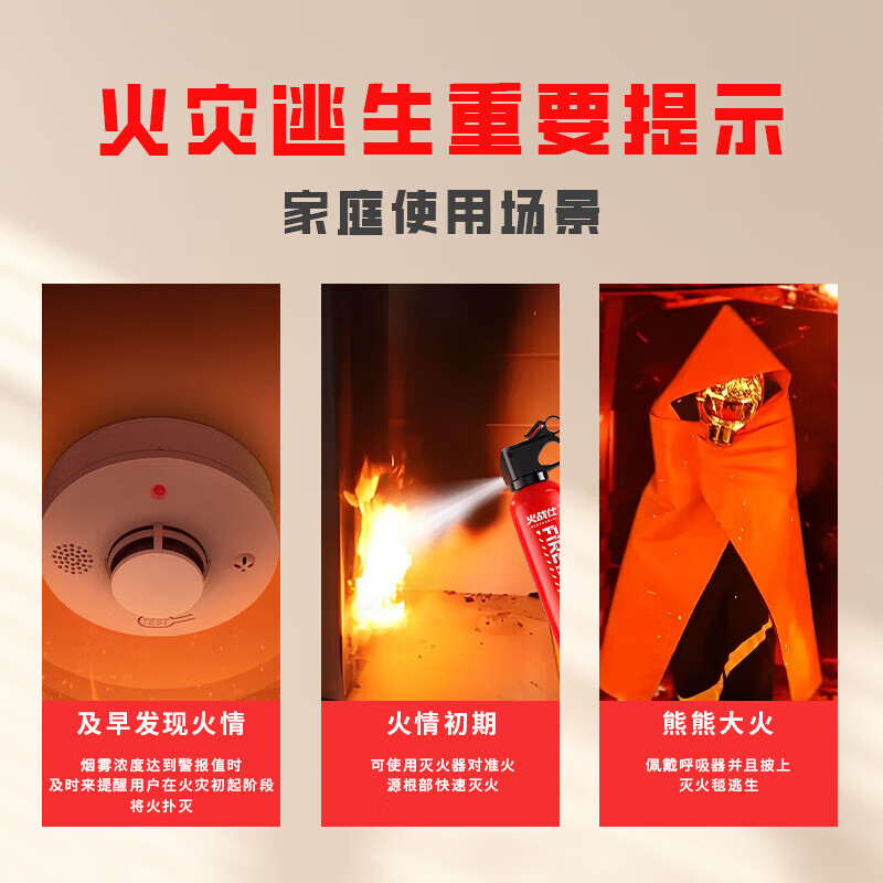 Huozhanshi home fire emergency kit home fire escape set fire 9-piece gas mask civil air defense combat readiness rescue