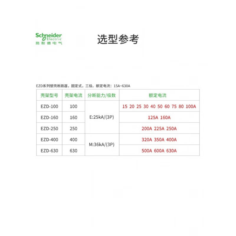 Schneider EZD plastic case circuit breaker total open high current 3P4P32A63A100A250A315A400 200A 4p