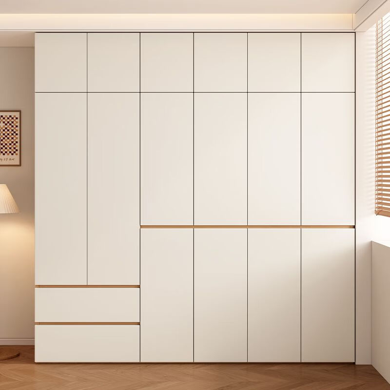 Butterfly Dragonfly free installation wardrobe solid wood bedroom storage storage cabinet size apartment bedroom light luxury large wardrobe 2 meters main cabinet + top cabinet