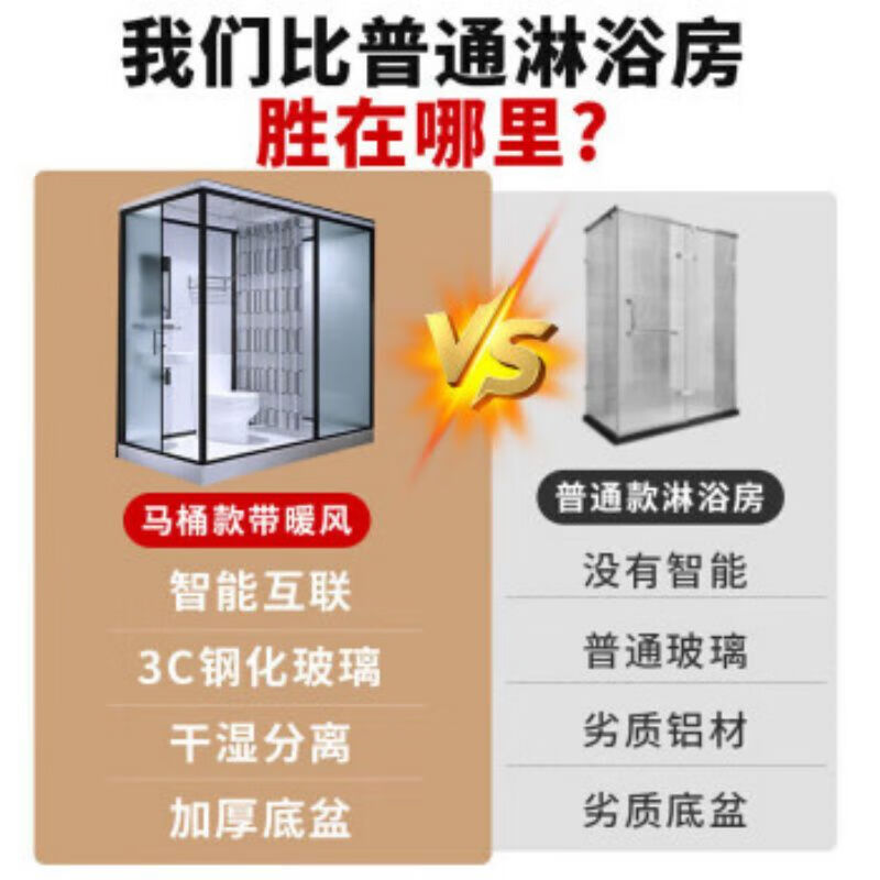 Integrated bathroom shower room with base assembled one-piece finished mobile door bathroom shower room rural area 1.7*1.2 meters including toilet (SMC bottom) without steam