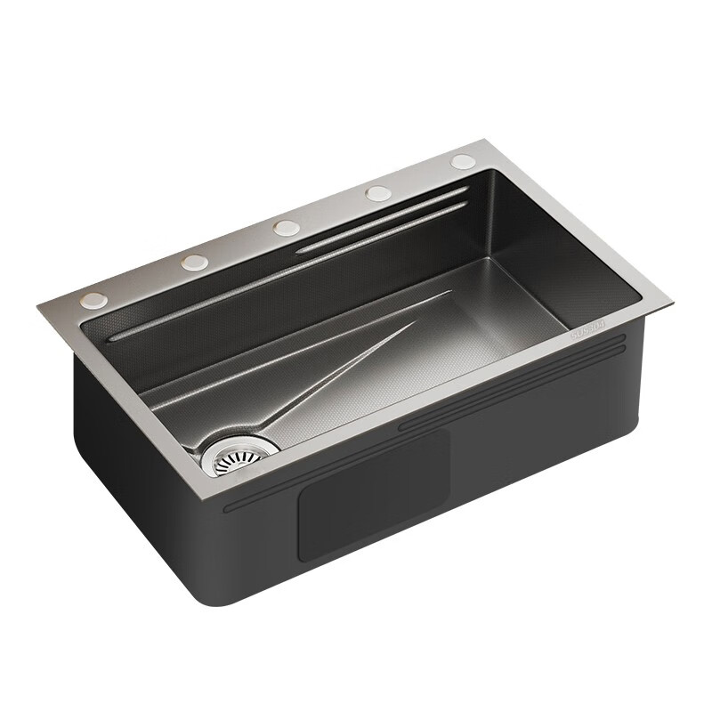 TOTO left drainage household sink 304 stainless steel under-counter washbasin millet honeycomb gun gray large single tank thickened 5MM left row C-6045