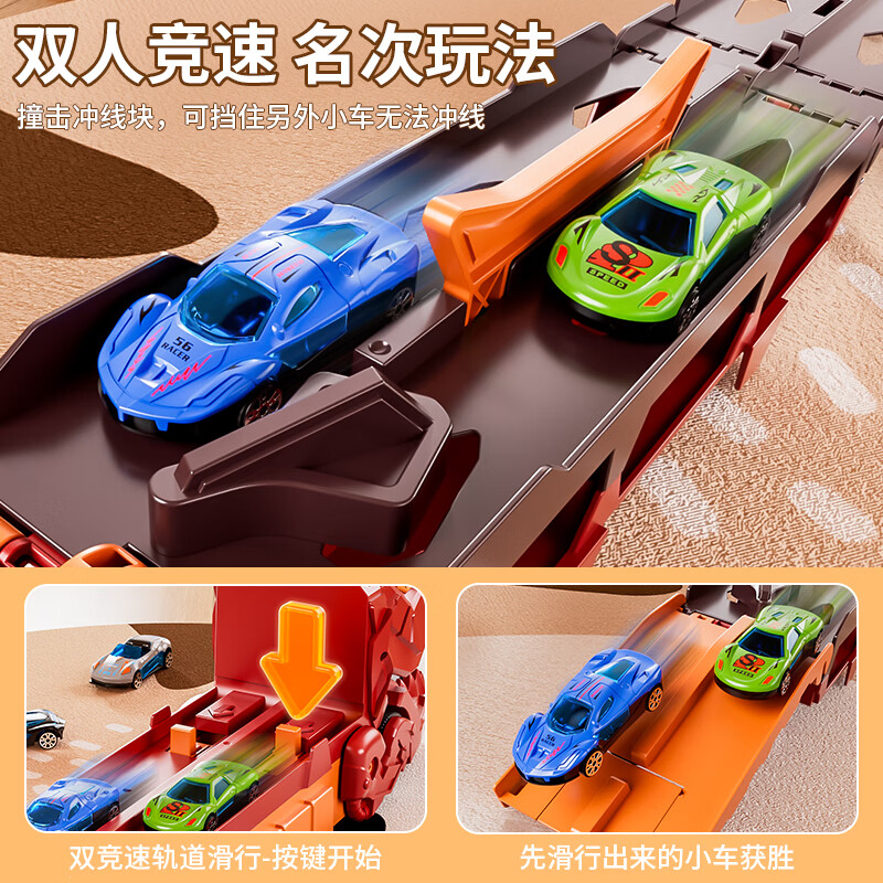 Snaen children's dinosaur toy car alloy ejection track deformation card car boy 3-6 years old 12th birthday New Year's gift