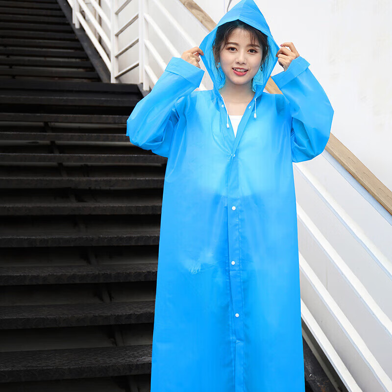 Bovonik outdoor disposable raincoat poncho adult thickened translucent frosted long hood