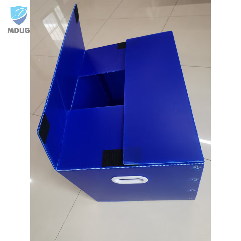 Large-capacity plastic moving artifact storage box foldable and reusable hollow corrugated board turnover box blue 5-pack 70x50x50CM Velcro style tape-free