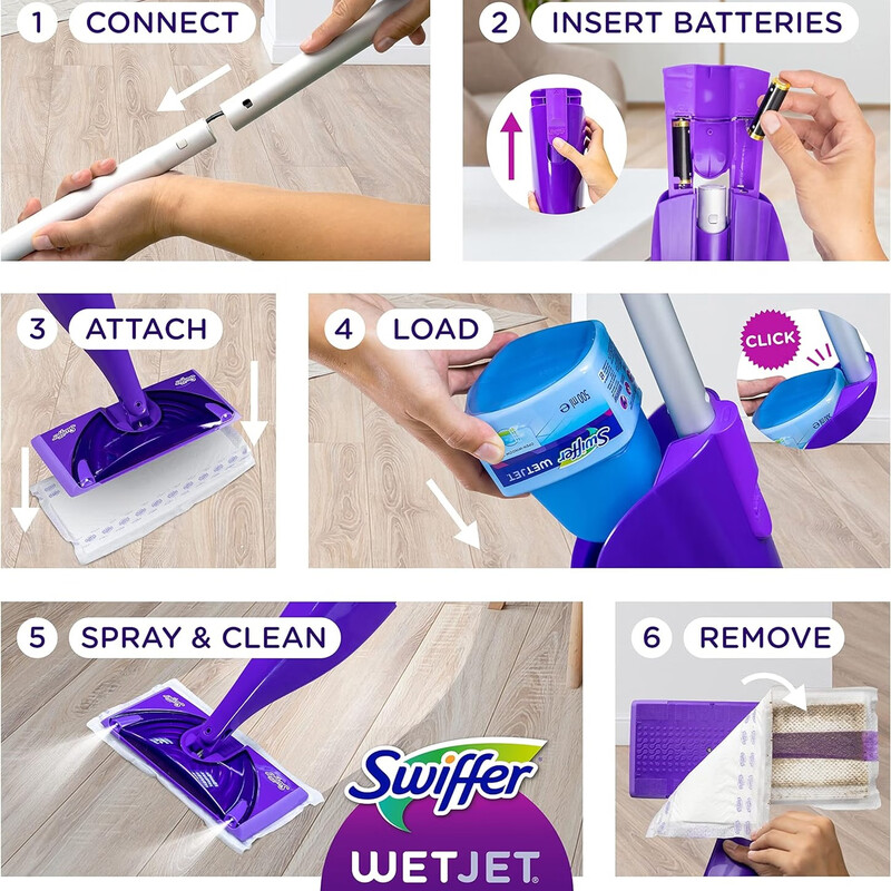 SWIFFER imported from the United States Swiffer WET JET mop electric dual nozzle water spray mop dry towel cleaner replacement cleaner 1.25L*2 bottle special for wooden floors