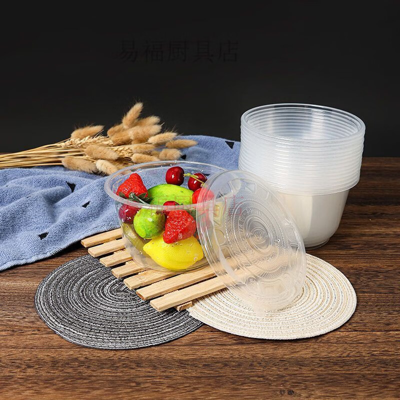 Baichao disposable bowl and chopstick set combination round packed lunch box whole box wholesale household with lid 360 bowl type 50 pieces + chopsticks 50 pairs