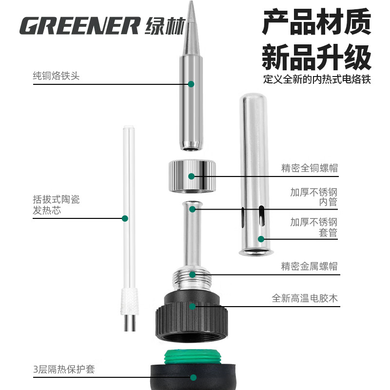 Green forest electric soldering iron 60W household small repair welding Luotie soldering tools professional grade electric soldering pen soldering gun set