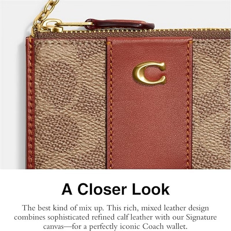 COACH Wallet Women's 2025 New Camellia Color Blocking LOGO Short Card Holder ID Bag Clutch Bag Light Luxury Girl Gift Denim/Silver Blue Presbyopia One Size/11.5*11.5cm