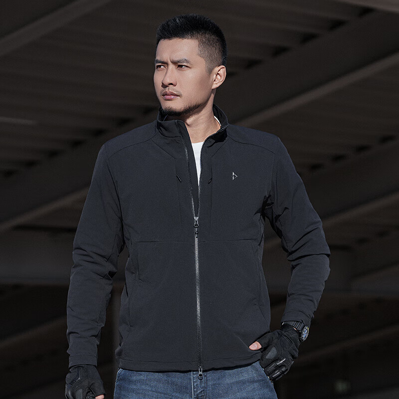 Dragon Tooth Hidden Flying Tiger Tactical Stand Collar Jacket Spring Black Business Executive Jacket Commuting Anti-static Stretch Extreme Night Black XL 185/104A Weight 170-190