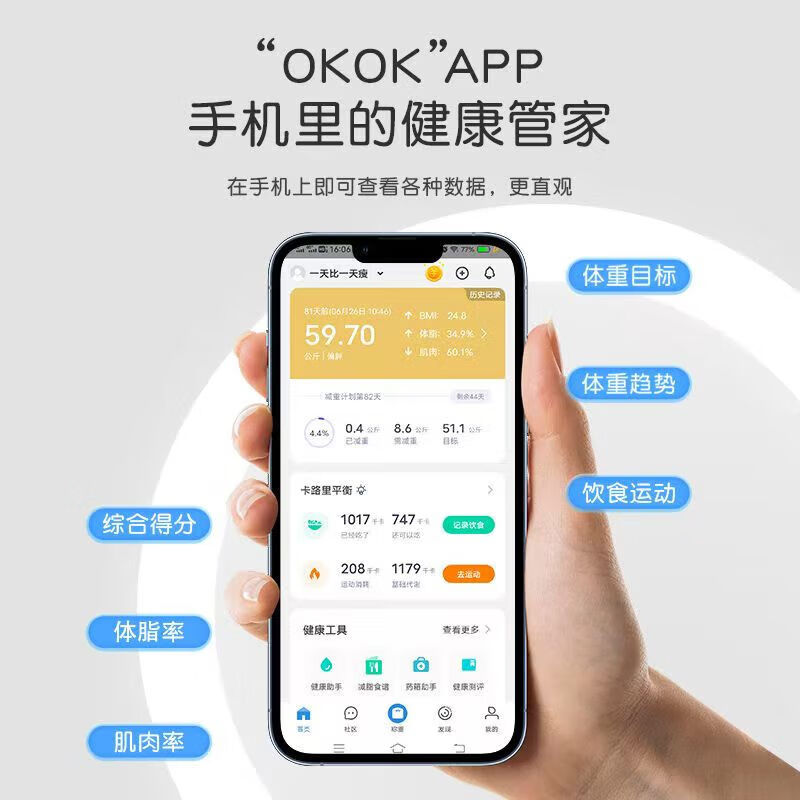 Body weight scale smart body fat scale electronic scale human body small human body home precision charging weight loss special body scale precision body fat scale battery model pearl white