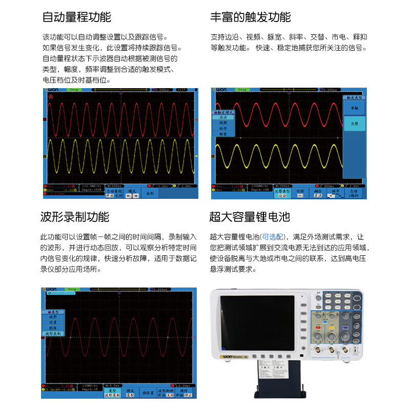 Owon Lilliput dual-channel digital oscilloscope EDS-C series waveform recording, dual waveform calculation, current measurement EDS062C (60M 500MS/s)