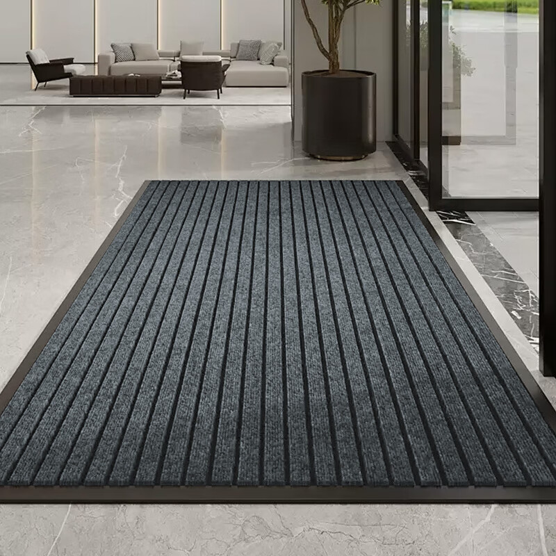Jushiyi Seven Stripes Anti-slip Mat Thickened Wear-Resistant Striped Carpet Anti-slip, Oil-Absorbent, Dirty-Resistant Entry Elevator Floor Mat Seven Stripes Gray 80*120cm