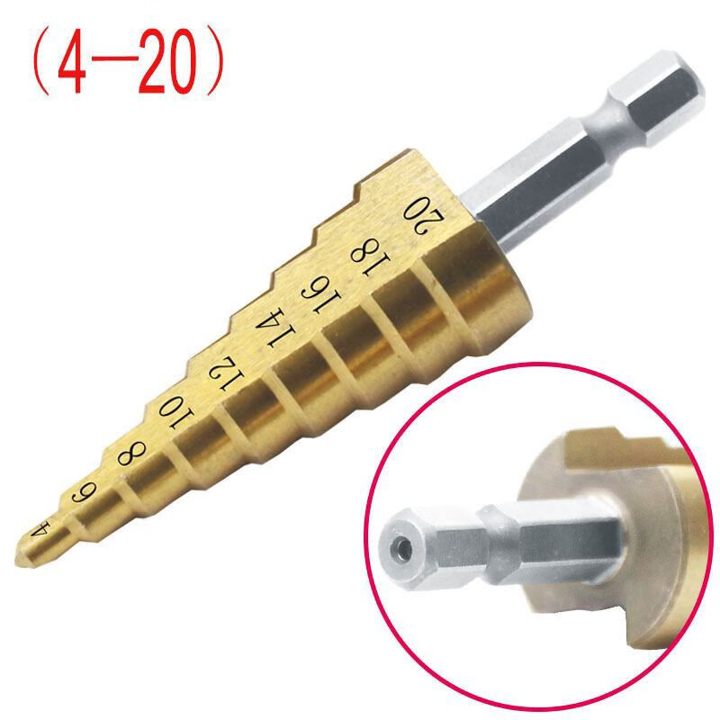 German imported hexagonal shank step drill large hole pagoda drill bit step drill bit steel plate hole opener reamer drill hexagonal shank step drill 4-20