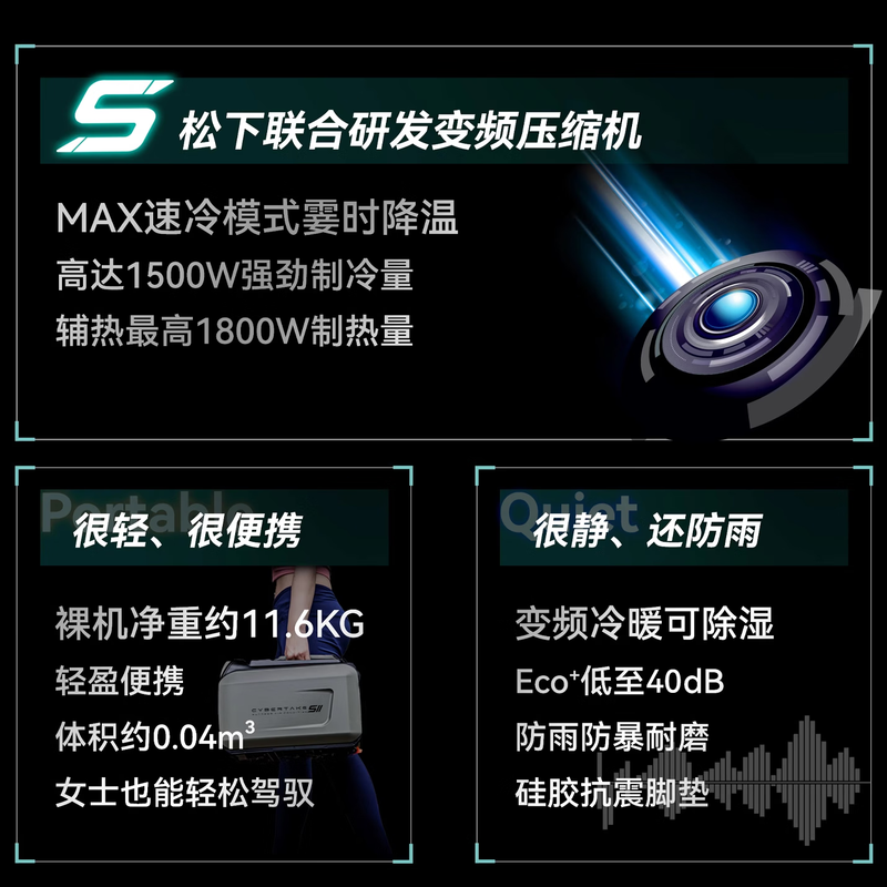 Fourth Space S2PRO cooling and heating variable frequency mobile air conditioner portable outdoor camping car tent cooling and heating all-in-one machine