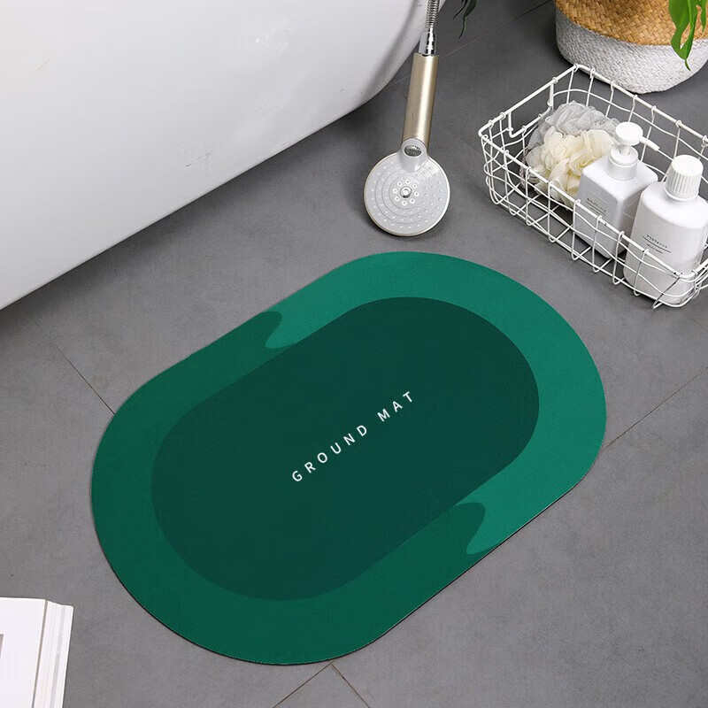 Household floor mats, bathroom floor mats, toilet bathroom carpets, crystal velvet, non-slip, water-absorbent, quick-drying carpets, oval color random (60*40cm) crystal velvet