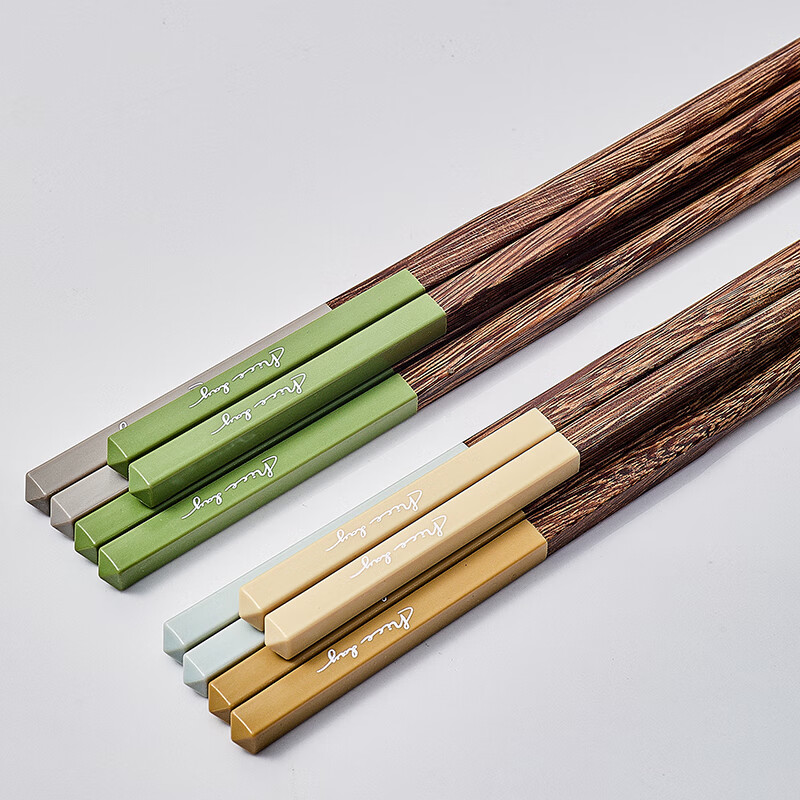 TREEJACK chicken wing solid wood inlaid chopsticks for restaurants, home paint-free, wax-free, anti-slip, anti-scalding, mildew-proof, one person, one chopstick, serving serving chopsticks