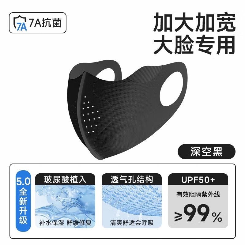 Iconi Warm Sun Protection Mask for Men and Women Autumn and Winter Breathable Anti-UV Ventilation Hole Design High-Looking Black Large Edition