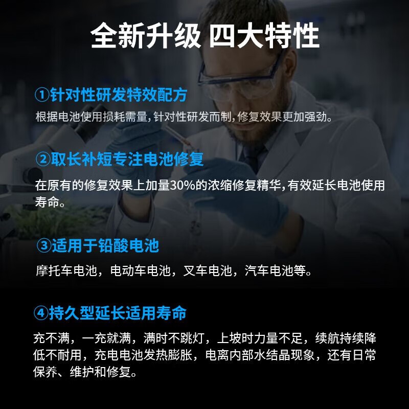 Battery repair liquid lead-acid battery replenishment liquid electric vehicle distilled water battery electrolyte superweitianneng original solution 1000ml + tools