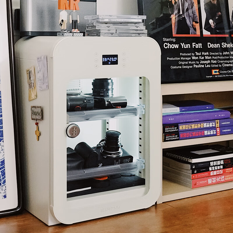 EIRMAI R4M SLR camera electronic touch screen moisture-proof box Photographic equipment drying box dehumidification cabinet Professional lens retro moisture-proof cabinet touch screen milky white