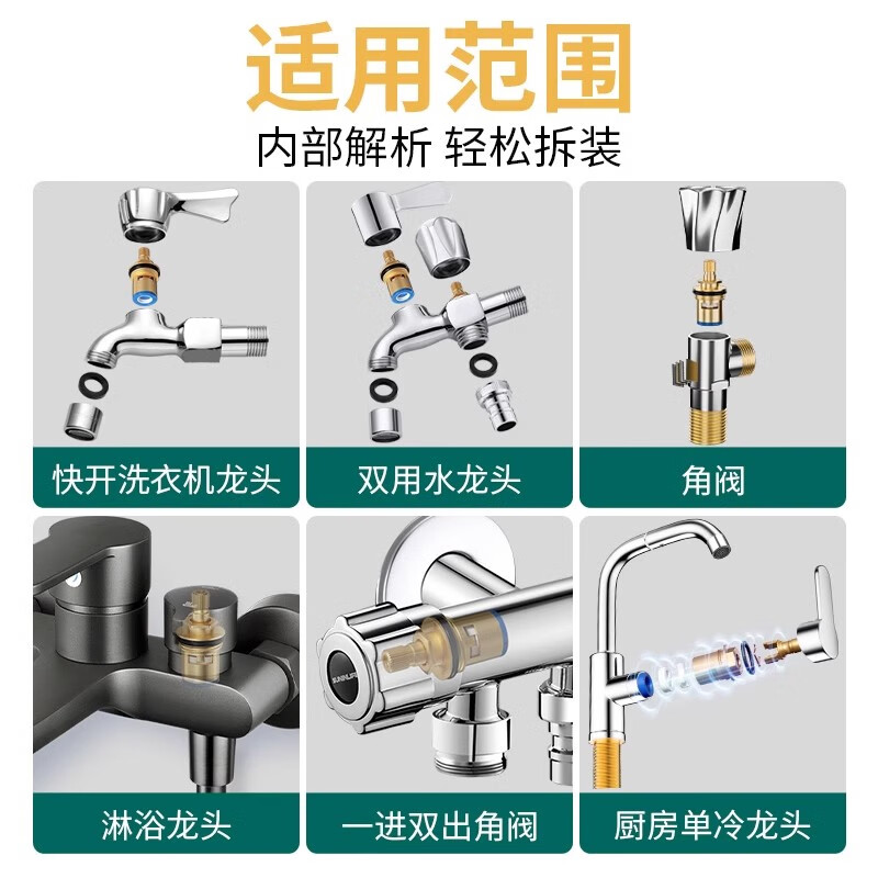 Divine universal faucet valve core full copper 4-minute quick-opening faucet core triangle valve single hot and cold water ceramic accessories (durable fine copper valve core + free screws) 5 pieces