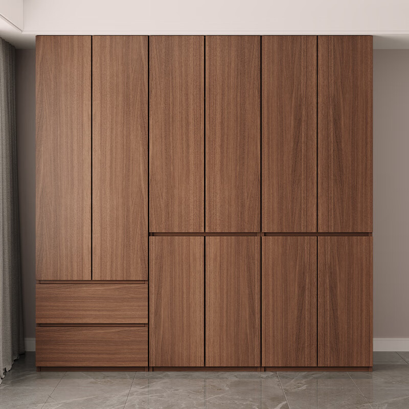 Laishida solid wood wardrobe segmented storage hidden handle-free master bedroom storage wardrobe XD84# four-door wardrobe