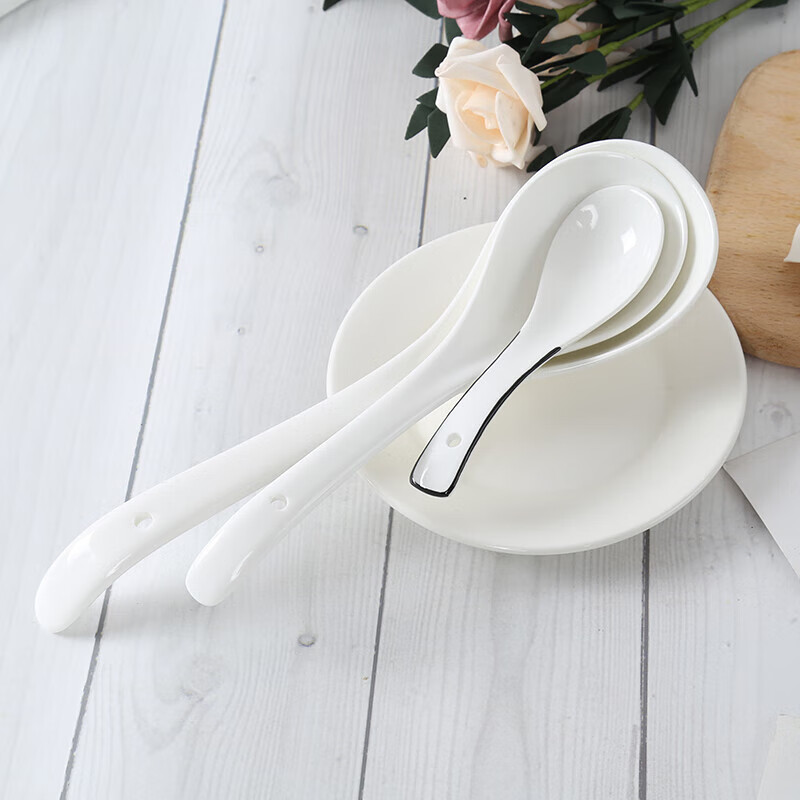 Ceramic large spoon household soup ladle soup ladle 1 23cm pure white large spoon