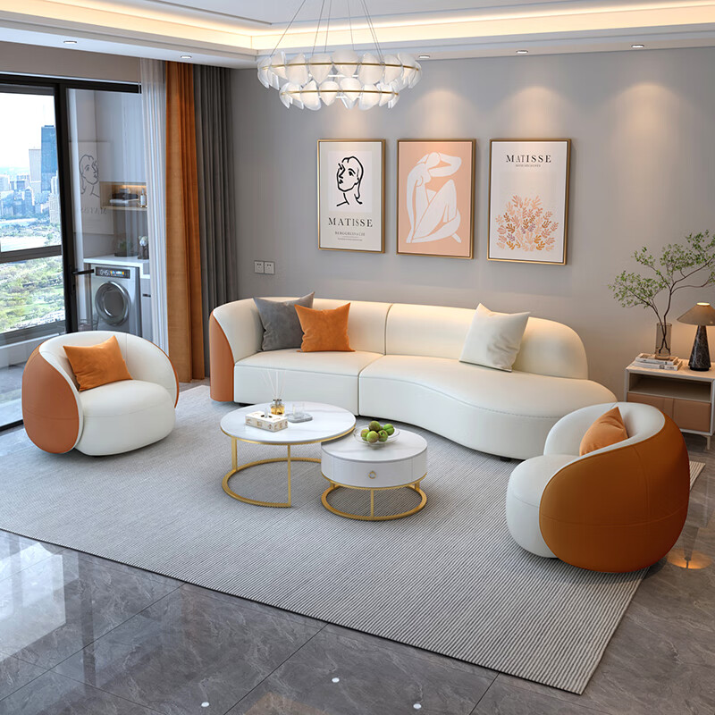 Huida imperial concubine sofa living room 2025 new small apartment special-shaped sofa coffee table set combination household technology cloth four-seater sofa 2.4 meters segmented