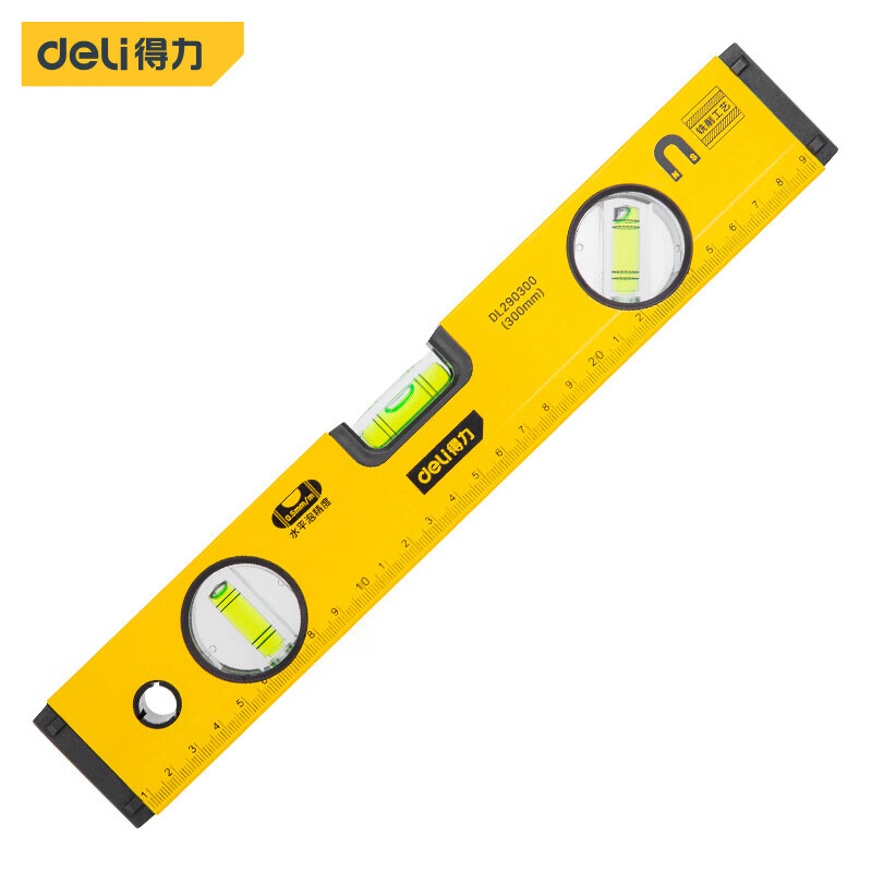 Deli strong magnetic level household high-precision solid measuring ruler level aluminum alloy multi-functional level ruler torpedo type strong magnetic level 230mm