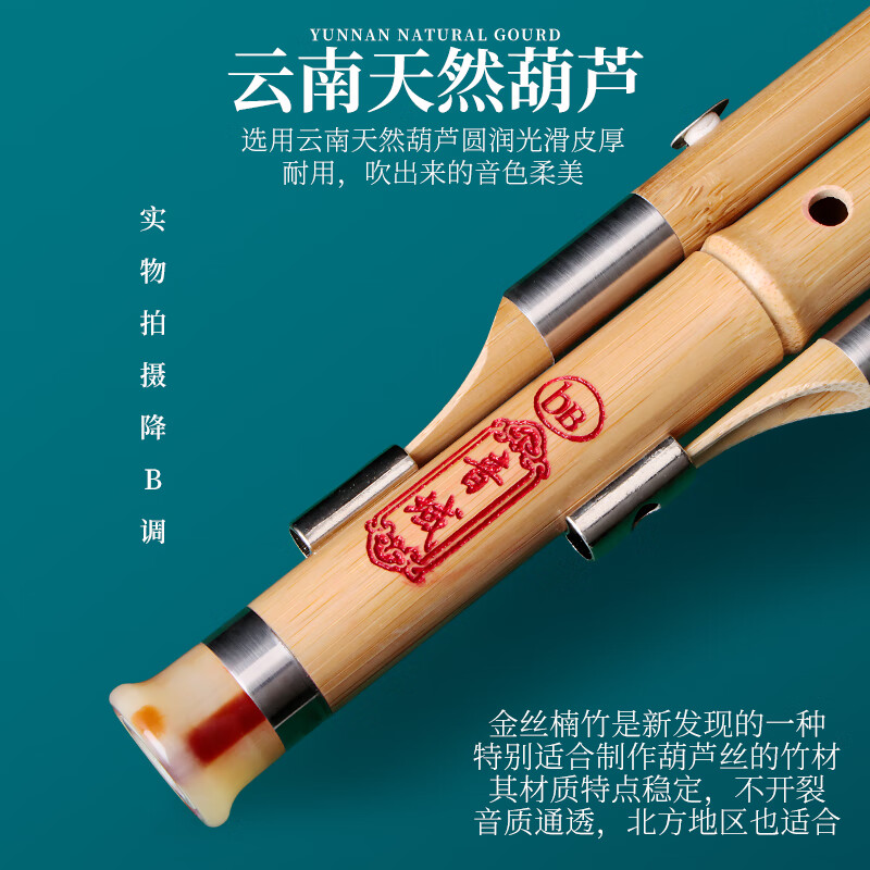 Sound range Yunnan golden nanmu cucurbit instrument C key special wind instrument for beginners to play