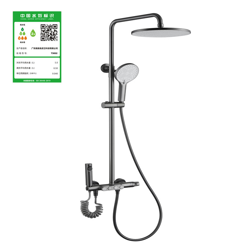 Leap Rabbit Leap Rabbit T3052QH Gun Gray Thermostatic Shower Set