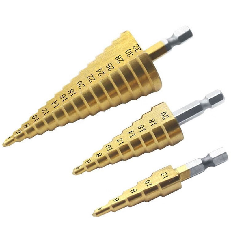 German imported hexagonal shank step drill large hole pagoda drill bit step drill bit steel plate hole opener reamer drill hexagonal shank step drill 4-20