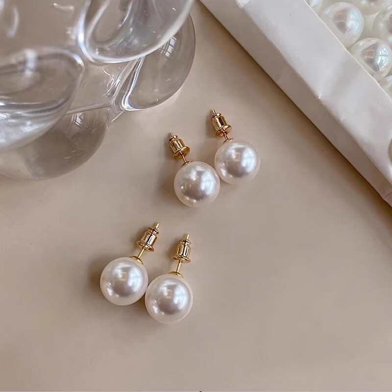 GECOMO 925 Silver Steamed Bun Pearl Earrings New Year's Gift Popular Light Luxury High-Quality Earrings Feminine Ear Hole Earrings