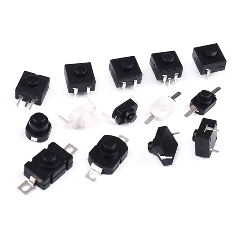 Zejie Highlight Flashlight Switch SMD/Plug-in Push Button Power Switch Switch Accessories Ultra-Thin Self-Locking 1208YD Black Flashlight Switch (5 pieces)