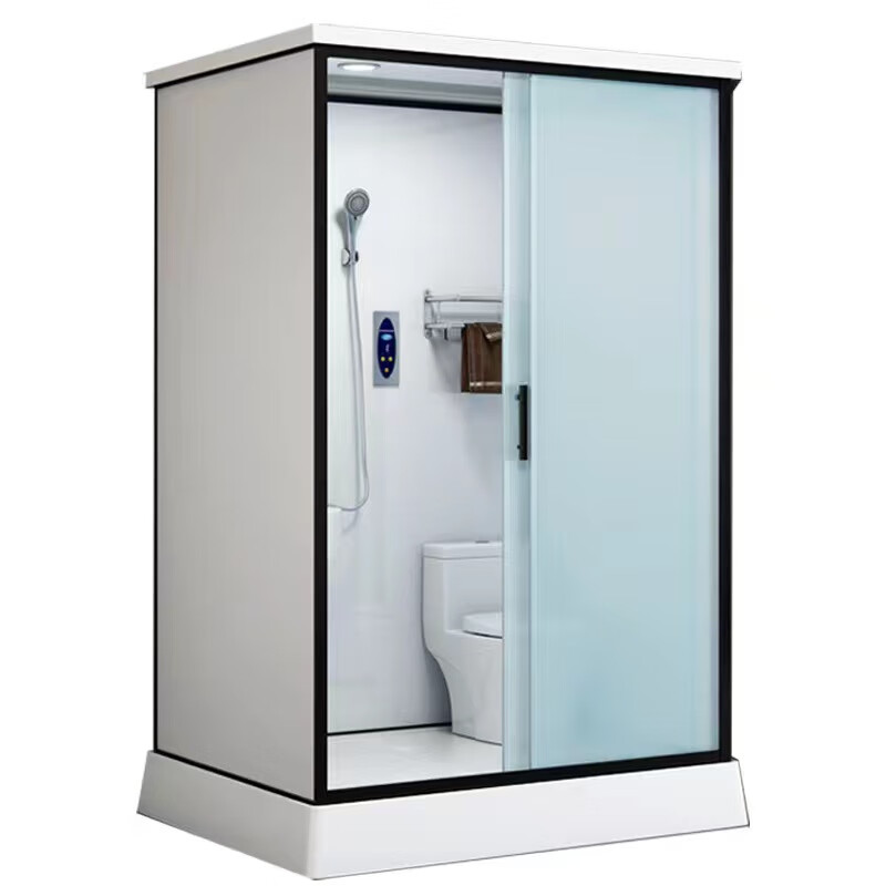 Jomoo integrated shower room SMC integrated toilet integrated mobile shower room factory dormitory apartment room renovation room black frame 1.55*1.25 front door with toilet + new without steam