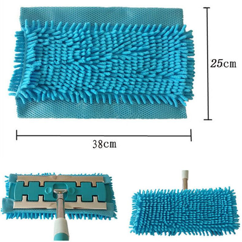 Flat mop replacement cloth chenille cloth clip-on caterpillar mop floor wiping cloth household dust pusher chenille gray 3 pack